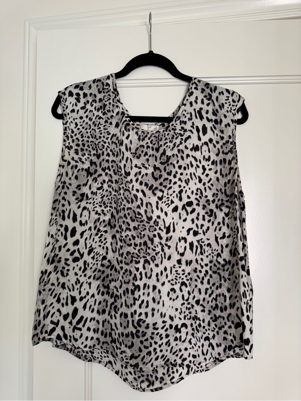 Silk Black & White Leopard Print Women's Top